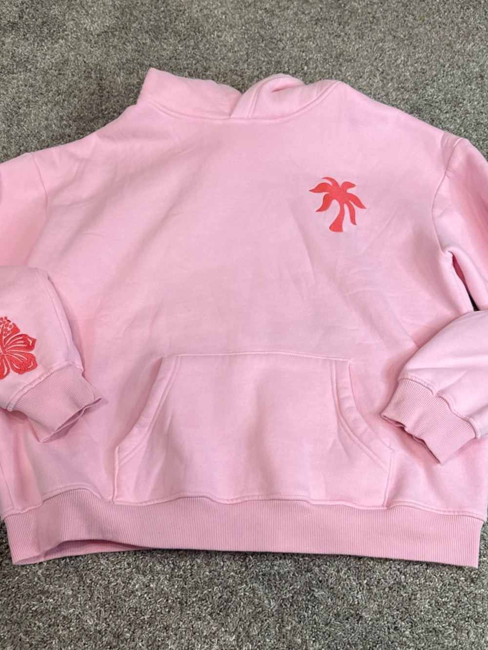 Pink Palm puff Graphic Hoodie